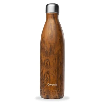 Afbeelding van Qwetch thermosfles van hout, 750 ml, drinkfles voor onderweg roestvrij staal, 24 uur koud en 12 warm, waterdicht, BPA vrij herbruikbaar, sport, reizen, kantoor, wandelen