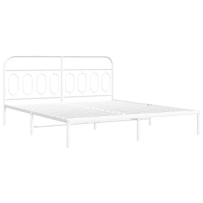 Afbeelding van Bedframe met hoofdbord metaal wit 183x213 cm