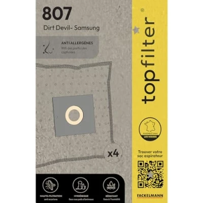 Image de Lot de 4 sacs aspirateur Dirt Devil Samsung TopFilter Premium ref 64807