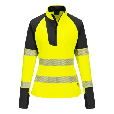 Afbeelding van PW3 Hi Vis Sweatshirt met 1/4 rits voor Dames maat L, Yellow/Black
