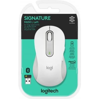 Afbeelding van Logitech Mouse M650 L, Signature, Draadloos, Bolt, Bluetooth, wit optisch, 400 4000dpi, 5 knoppen, Links, Groot, Detailhandel