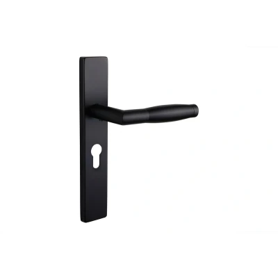 Afbeelding van Lavuzo deurkruk Ascoli Zwart met rechthoekig schild PC55 Per set