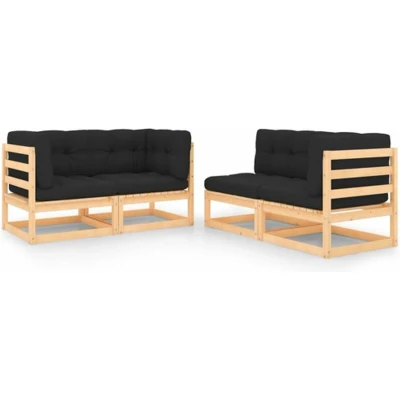 Afbeelding van vidaXL 4 delige Loungeset massief grenenhout