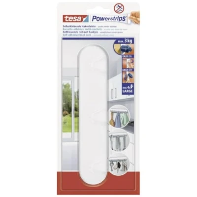 Image de Tesa 580940000003 Powerstrips Pack de 3 Multi Crochets avec 4 Languettes Blanc