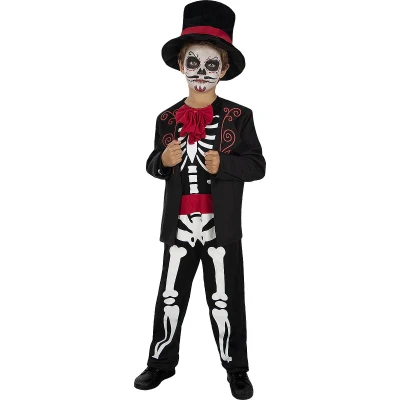 Afbeelding van FUNIDELIA Day of the Dead Skeletkostuum voor jongens 107 113 cm
