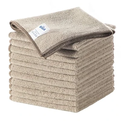 Afbeelding van MR.SIGA 12 stuks reinigingsdoeken, microvezel handdoeken, multifunctionele doek, reinigingsdoek, afmetingen 32 x cm, koffiebruin