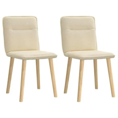 Afbeelding van Eetkamerstoelen 2 st stof crèmekleurig
