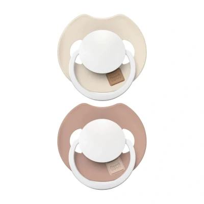 Afbeelding van Difrax LOVI Dynamische fopspeen 18+ maanden, fosforescentie, beige en bruin, 2 stuks, gemakkelijk te accepteren, BPA vrij, hoogwaardige duurzame siliconen