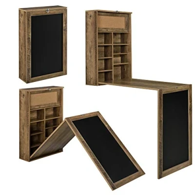 Image de [en.casa] Table Murale Pliable Bureau Mural Rabattable MDF Couleur Bois Naturel 156 x 50 91,5 cm