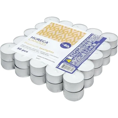Afbeelding van Horeca Candles 4 uur lang houdbare platte kaars wit 100 stuks witte niet geurende kaarsen voor decoratie, bruiloft, parities