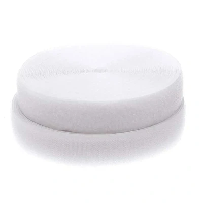 Afbeelding van TUKA Klittenband voor naaien, 12 meter x 50 mm, niet klevend, haak en lus stoffen band, sluiting, m gesp, wit TKB5034