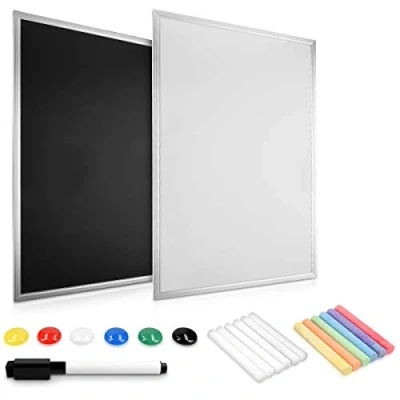 Afbeelding van Navaris dubbelzijdig whiteboard en krijtbord Magnetisch wandbord met planbord Incl. stift, magneten krijtjes 40 x 60 cm Om op te hangen