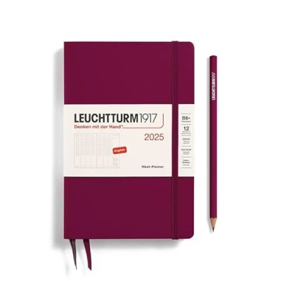 Afbeelding van LEUCHTTURM1917 371022 Paperback (B6+) Weekplanner 2025, havenrood, Engels