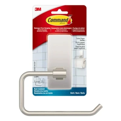 Afbeelding van Command Toiletpapierhouder [Verwijderbaar]: 1 Houder (Satijn Nikkel)