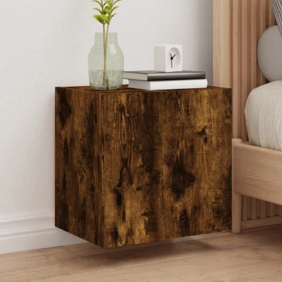 Afbeelding van Tv wandmeubel 40,5x30x40 cm bewerkt hout gerookt eikenkleurig