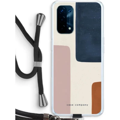 Afbeelding van Case Company® hoesje met Koord geschikt voor Oppo A74 5G Geo #5 Telefoonhoesje Zwart Bescherming aan alle Kanten en Over de Schermrand