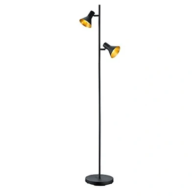 Afbeelding van Vloerlamp zwart met goud 2 lichts