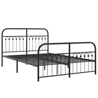 Afbeelding van Bedframe met hoofd en voeteneinde metaal zwart 137x190 cm