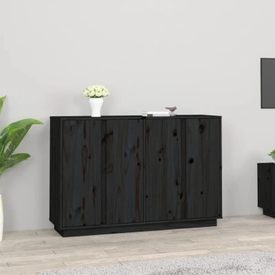 Afbeelding van Dressoir 120x35x80 cm massief grenenhout zwart