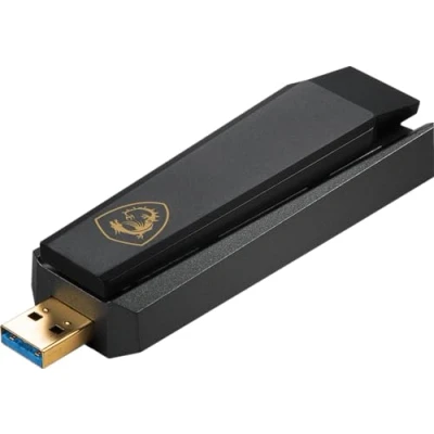 Afbeelding van MSI AXE5400 Tri Band WiFi 6E USB adapter WLAN tot 5400 Mbps (6 GHz, 5 2,4 GHz draadloos), Type A 3.2 Gen 1, MU MIMO, verstelbare antenne, Beamforming, WPA3 bekabelde ondersteuning