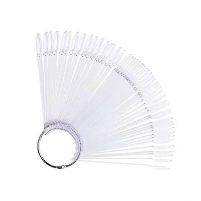 Afbeelding van 50 stuks nagelpresentatiedozen waaierpatroon, ronde kop kleur nageltrainingshulpmiddelen kaart valse nagel nail art kleurenkaart ovale nagelkaart
