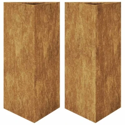 Afbeelding van vidaXL Plantenbakken 2 st driehoek 40x34,5x70 cm cortenstaal