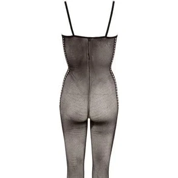 Afbeelding van Mandy Mystery Lingerie Catsuit met Veter Ontwerp Licht transparant en Open Kruis Maat L/XL Zwart