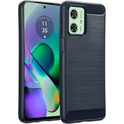 Afbeelding van imoshion Hoesje Geschikt voor Motorola Moto G54 Siliconen Brushed Backcover Donkerblauw