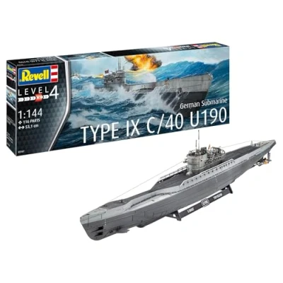 Afbeelding van 1:144 Revell 05167 Duitse Submarine Type IX C/40 (U190) Duikboot Plastic Modelbouwpakket