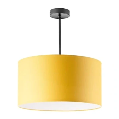 Afbeelding van Miratic Hanglamp met lichtbron, vervangbaar, plafondlamp voor lamp fitting E27, max. 60 W (lamp niet inbegrepen), stoffen lampenkap, korte versie (mosterdgeel)