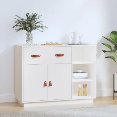Afbeelding van Dressoir 98,5x40x75 cm massief grenenhout wit