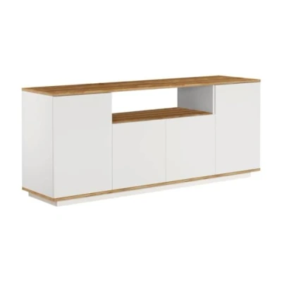 Afbeelding van Buffetkast met 4 deuren en 1 plank Licht naturel wit LOTULA L 180 cm x H 75 D 44.5