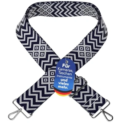 Afbeelding van EAZY CASE Verstelbare tasriem, reserve riem voor handtassen, schouderriem schoudertassen, brede tassen en draagtassen, doe het zelf tasband, diamant blauw metaal zilver
