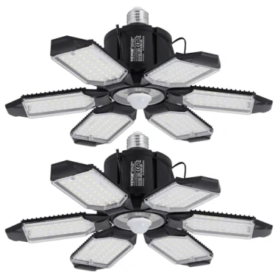 Image de VEVOR Lampes de Garage LED Lot 2 15000 lm Plafonnier d&#039;Atelier Déformable