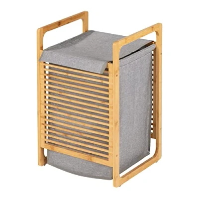 Afbeelding van Wenko Wasmand 43 Liter 40 X 35 60 Bamboe/polyester Grijs