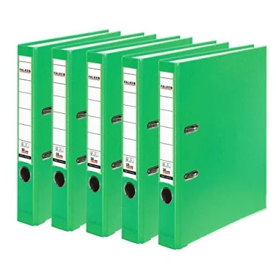 Image de Falken lot de 5 classeurs en plastique PP Color Végan. Fabriqué Allemagne. cm, DIN A4, vert clair pastel
