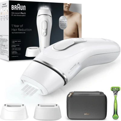 Afbeelding van Braun IPL Ontharingsapparaat Silk expert Pro 5 ontharing voor thuis Etui Gillette scheersysteem 2 koppen PL5145