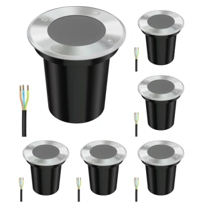 Afbeelding van ledscom.de 6 stuks BOLI vloerinbouwlampen voor buiten, IP67, roestvrij staal, rond, 108 mm Ø, 1 x GU10 max. 15 W, mat