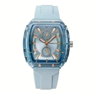 Afbeelding van Rebirth Luxe Dames en Herenhorloge Siliconen band Lichtblauw