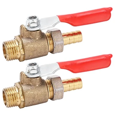 Afbeelding van Set van 2 kogelkranen met 1/4 inch buitendraad, duurzaam messing, kogelstopkraan