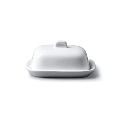 Afbeelding van Wm Bartleet &amp; Sons traditionele mini botervloot van porselein met deksel, wit