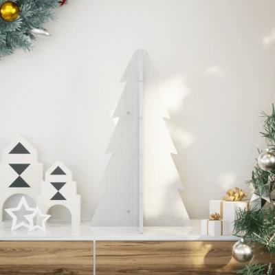 Afbeelding van vidaXL Kerstdecoratie kerstboom 69,5 cm massief grenenhout wit