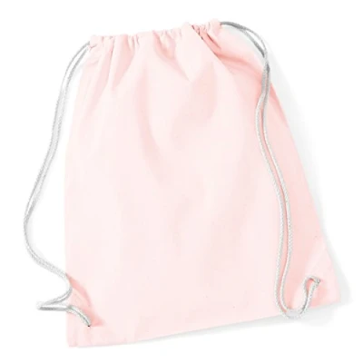 Afbeelding van Westford Mill Cotton Gymsac WM110 PASTEL PINK/WHITE