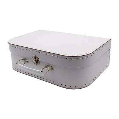 Afbeelding van GICO Witte kartonnen koffer om zelf vorm te geven voor geschenken geschenkverpakking of knutselen, Wit
