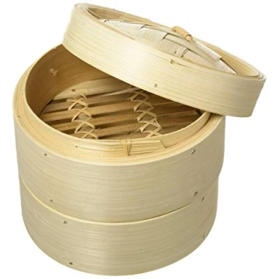 Image de Cuiseur Vapeur en Bambou 152 mm Vogue x 2 Avec 1 Couvercle x135mm