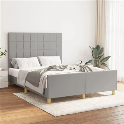 Afbeelding van vidaXL Bedframe met hoofdeinde stof lichtgrijs 140x190 cm