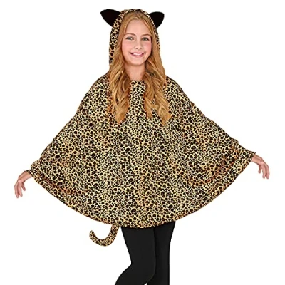 Afbeelding van Widmann Leeuw &amp; Tijger Luipaard Panter Kostuum Lazy Poncho Kind Bruin One Size Carnavalskleding Verkleedkleding