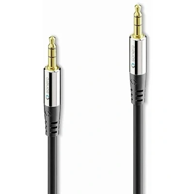 Afbeelding van Premium Aux kabel, 1 m, 3,5 mm jackstekker, geschikt voor iPhones, iPads, smartphones, tablets, pc&#039;s, auto&#039;s en andere stereo apparaten, zwart