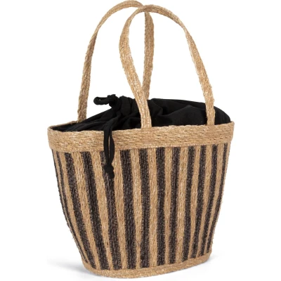 Afbeelding van Kimood Gestreepte zeegras mand KINS135 Striped Seagrass Black / Night