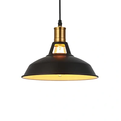 Afbeelding van MAXDUYU Metalen retro hanglampen, industrieel, Edison, eenvoud, vintage kroonluchter, plafondlamp, E27, woonkamer, met glanzende lampenkap van metaal, Scandinavische stijl, verstelbare kabel, Ø 22 cm,